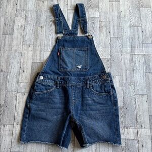 Levi's Girl's size 12 Denim Jean Bib Overalls Shortall‎ shorts